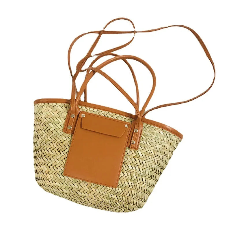 Summer Straw Woven Bag 2025 New Woven Vacation Beach Bags Customizable Letter Large Capacity Crossbody Bag Womens Hand Tote Bags