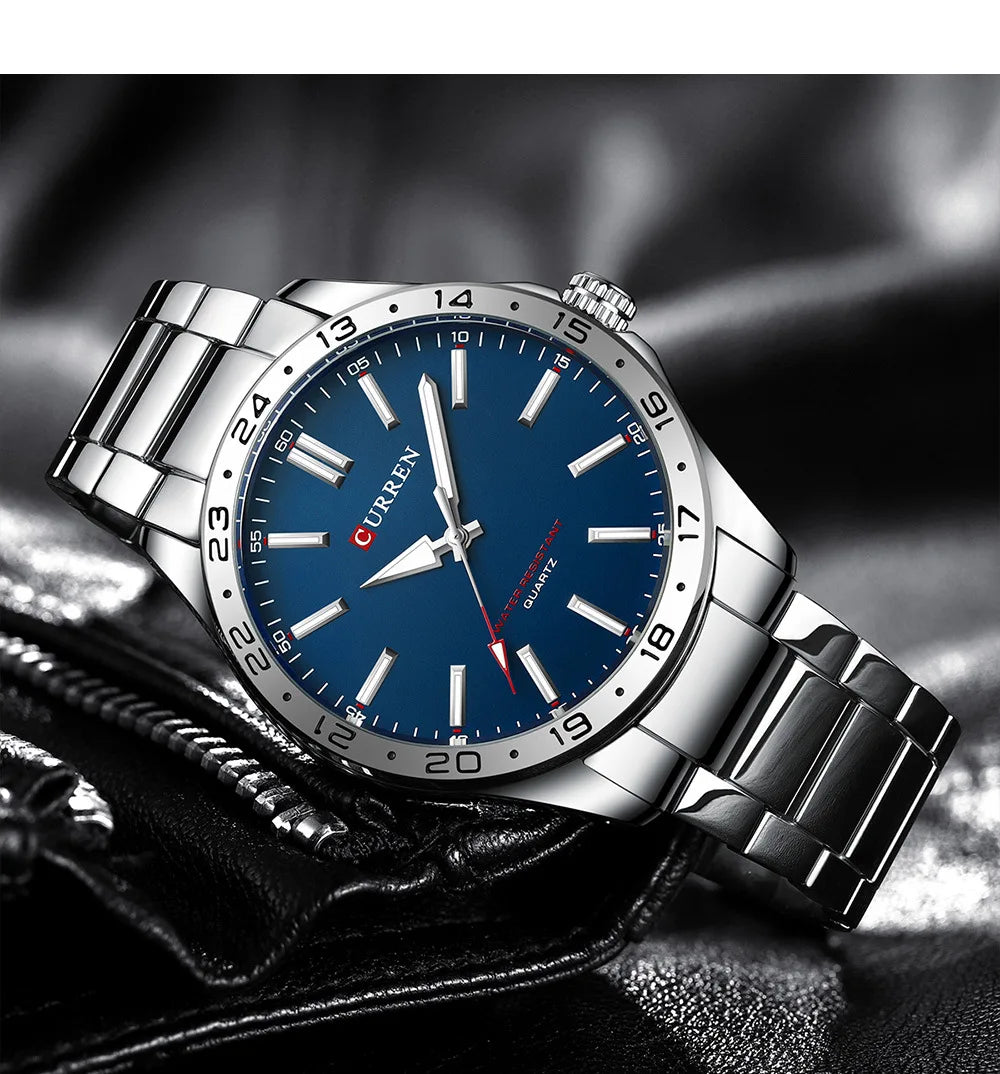 CURREN 8452 Casual Sport Simple Business Men's Watches 2025 Stainless Steel Band Wristwatch Quartz Clock with Luminous Pointers