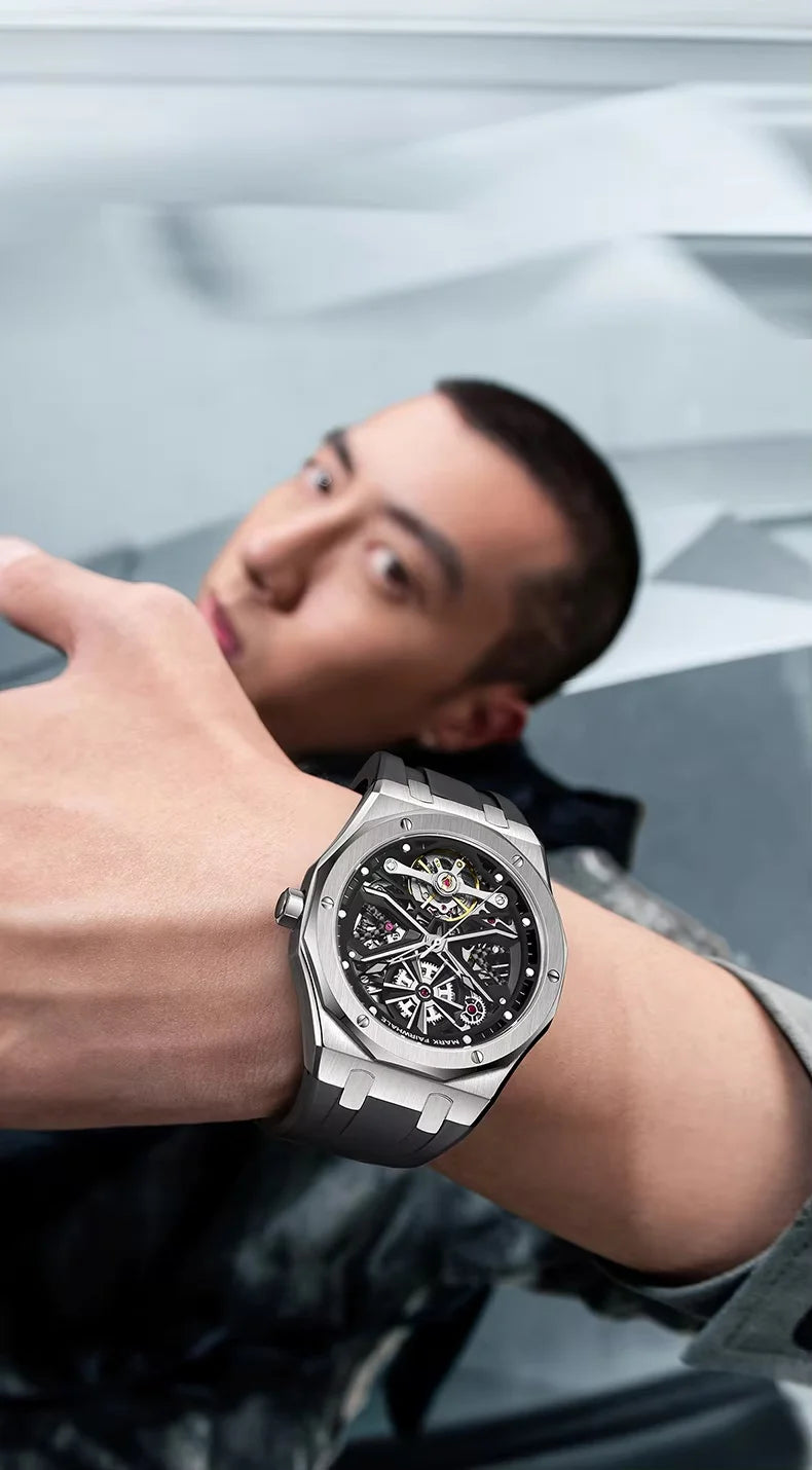 Mark Fairwhal 2025 New Mens Watches Luxury Automatic Mechanical Wristwatch Men Timepiece Waterproof Clock Tonneau Watch for Men