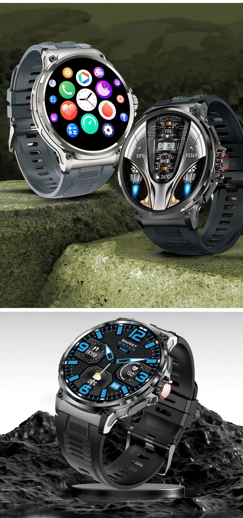 New Military Smart Watch Men 710 mA Waterproof Outdoor Sport Fitness Watches Health Monitor BT Call Smart Watch Men