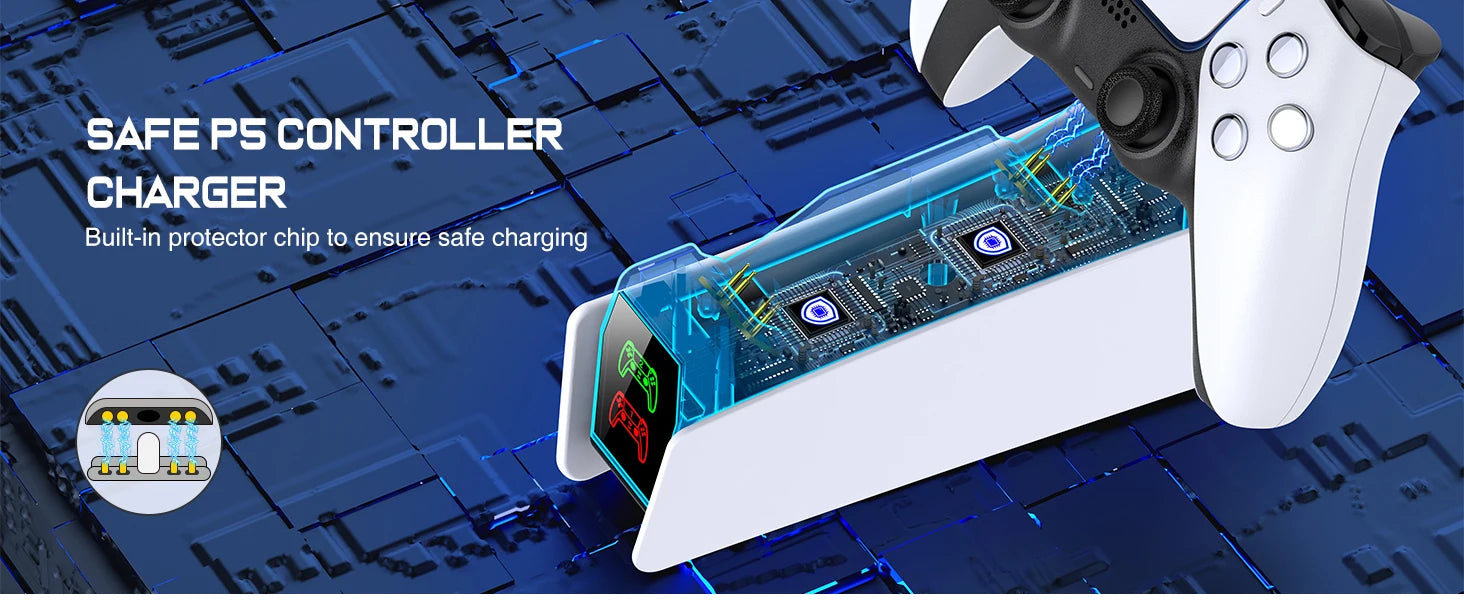 BEBONCOOL FC302 PS5 Controller Charging Station Dual Fast Charger LED Stand For DualSense Gamepad