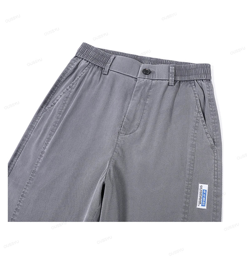 High Quality Summer Ultrathin Soft Lyocell Fabric Men's Casual Pants Elastic Waist Breathe Loose Straight Trousers Plus Size 5XL