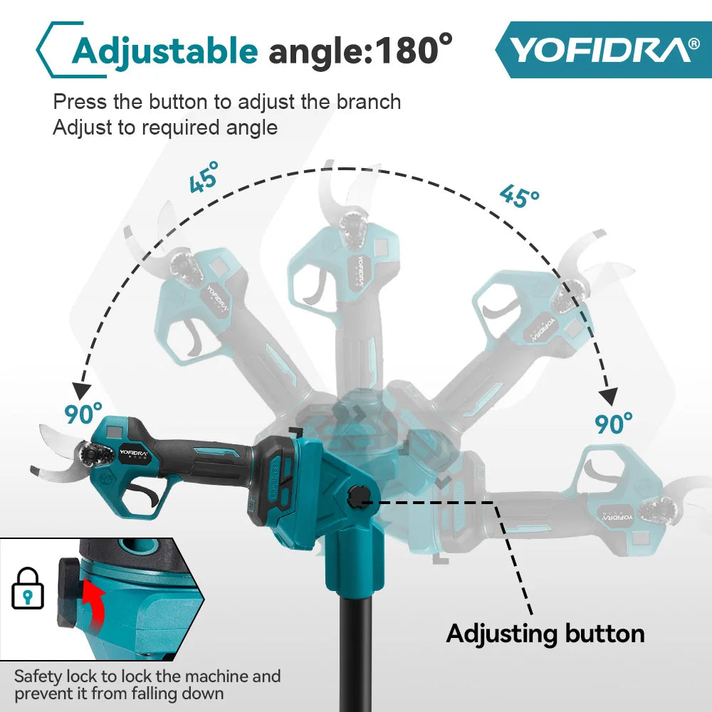 YOFIDRA Brushless Telescoping Pole Electric Chainsaw Scalable Pruner Shear Scissors Garden Tool For Makita 21V Battery Pin