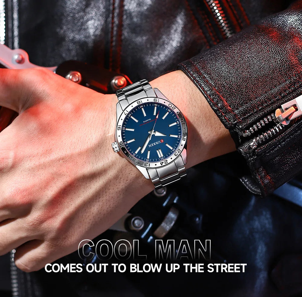 CURREN 8452 Casual Sport Simple Business Men's Watches 2025 Stainless Steel Band Wristwatch Quartz Clock with Luminous Pointers