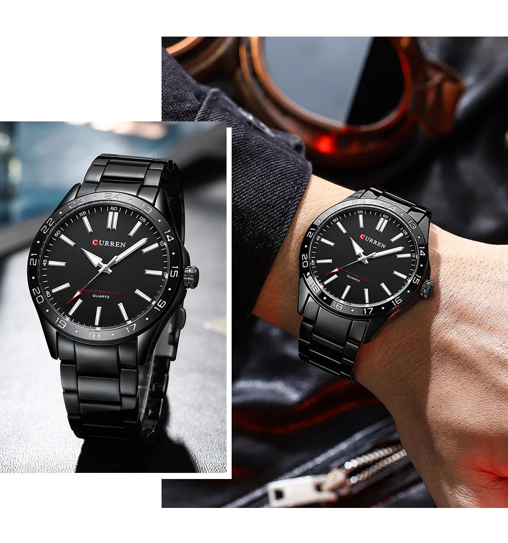 CURREN 8452 Casual Sport Simple Business Men's Watches 2025 Stainless Steel Band Wristwatch Quartz Clock with Luminous Pointers