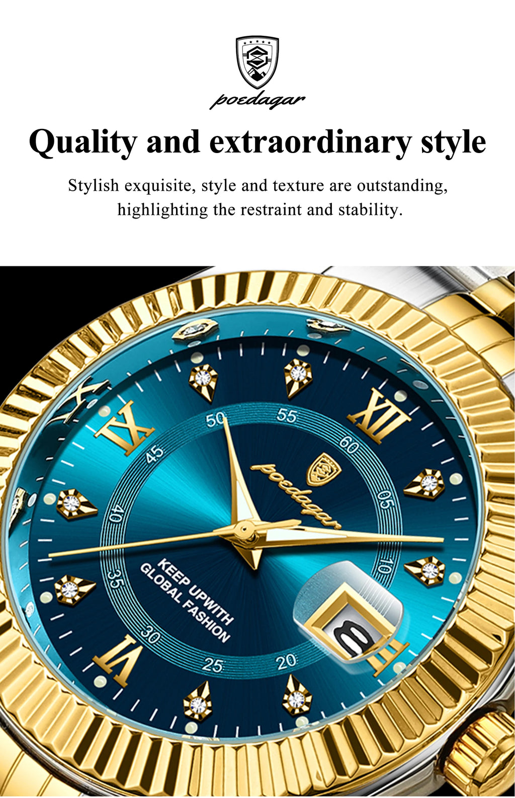 POEDAGAR Business Luxury Quartz Wristwatch For Men Waterproof Luminous Date Man Watch Stainless Steel Sports Men's Watches Reloj