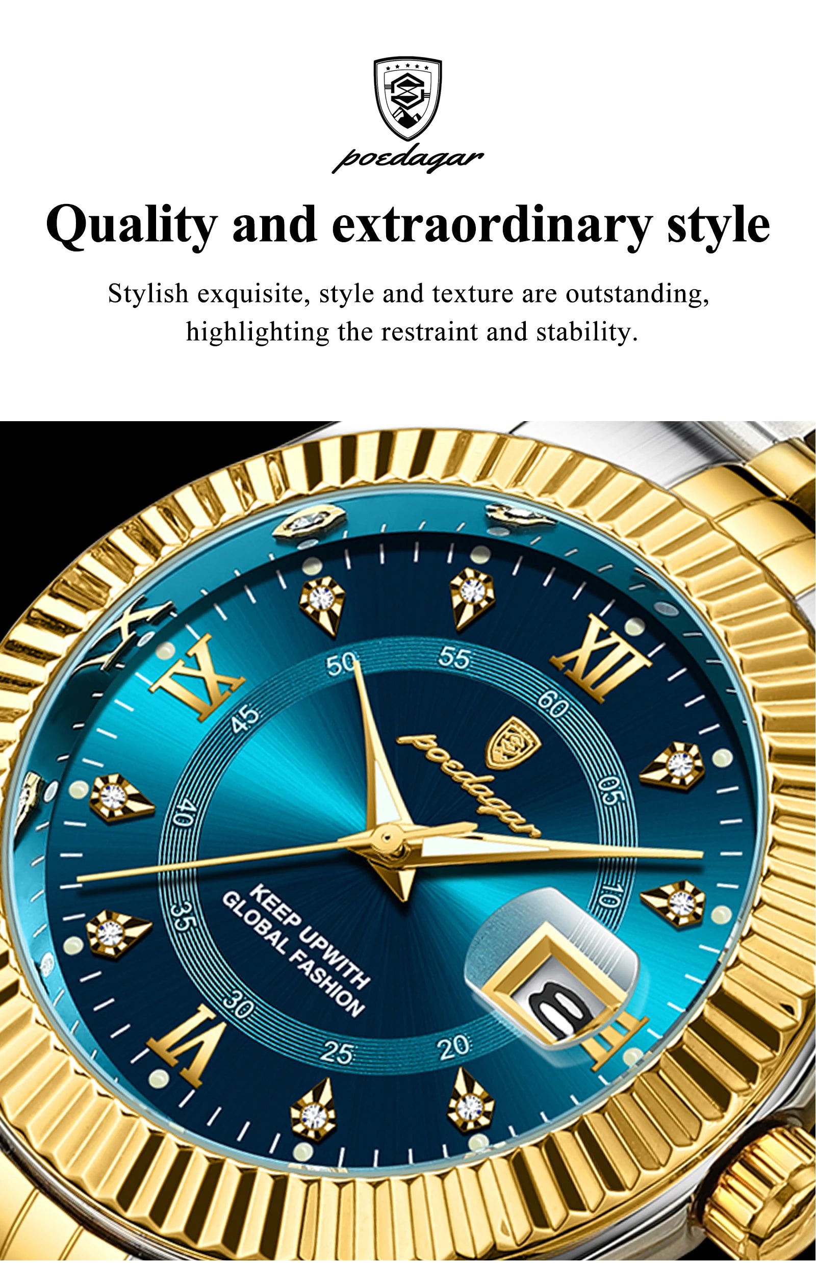 POEDAGAR Business Luxury Quartz Wristwatch For Men Waterproof Luminous Date Man Watch Stainless Steel Sports Men's Watches Reloj