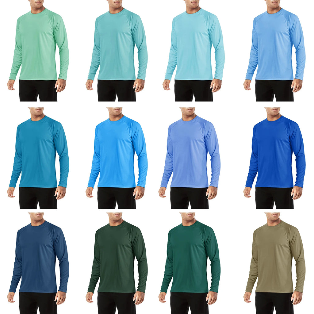 TACVASEN Men's Sun Protection T-shirts Summer UPF 50+ Long Sleeve Performance Quick Dry Breathable Hiking Fish T-shirts UV-Proof