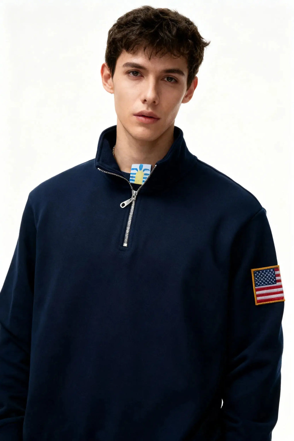 Oversize Casual Embroider Hoodies Women Sweatshirt Stand Collar Quarter Zip Pullover Sport Unisex Y2k Streetwear