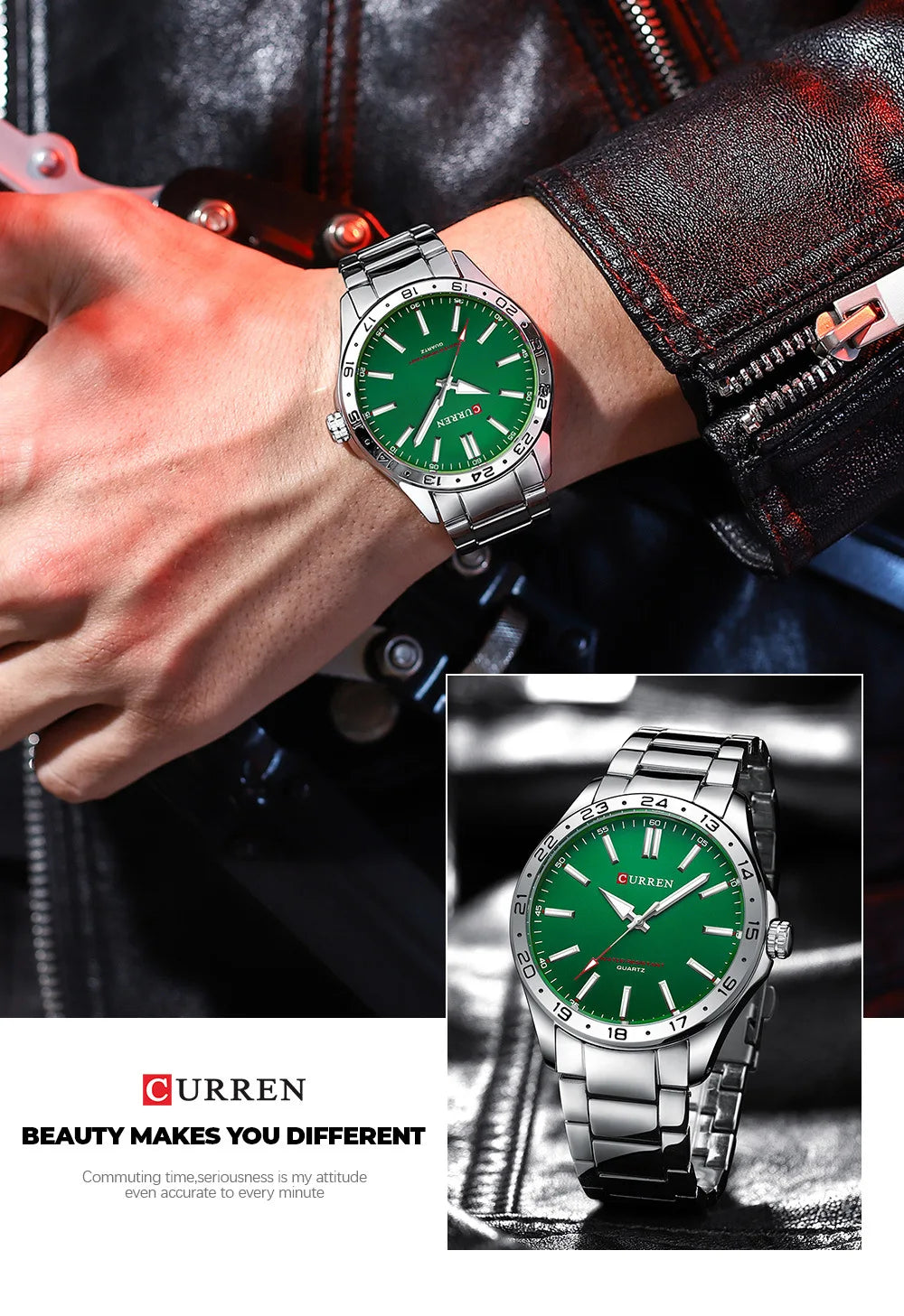 CURREN 8452 Casual Sport Simple Business Men's Watches 2025 Stainless Steel Band Wristwatch Quartz Clock with Luminous Pointers