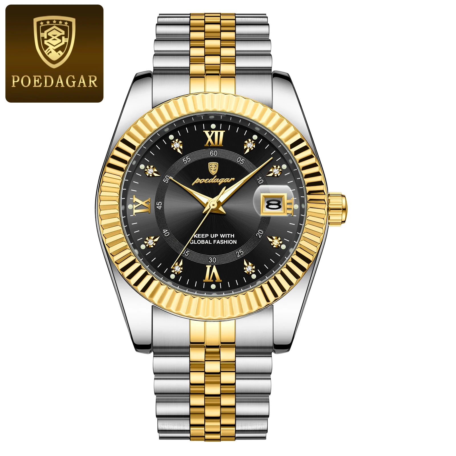 POEDAGAR Business Luxury Quartz Wristwatch For Men Waterproof Luminous Date Man Watch Stainless Steel Sports Men's Watches Reloj