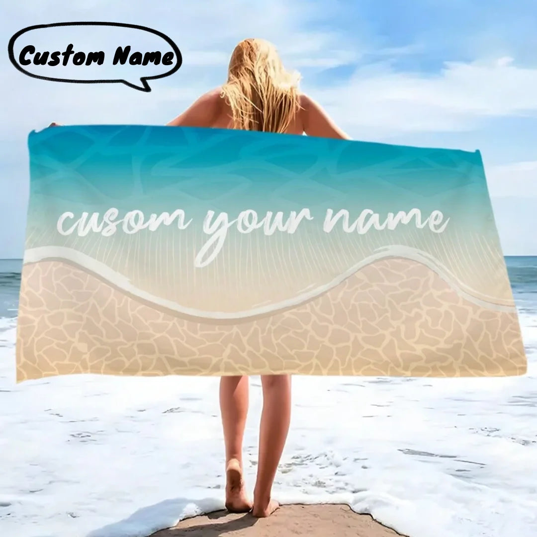 Seawater Custom Name Beach Towels Beachside Personalized Towel Swimming Pool Holiday Vacation Gifts Anti-Sand Bath Towels