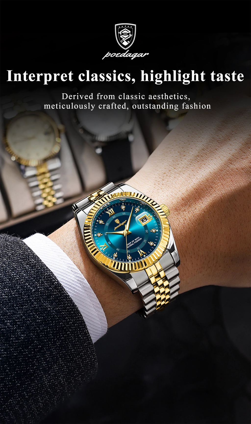POEDAGAR Business Luxury Quartz Wristwatch For Men Waterproof Luminous Date Man Watch Stainless Steel Sports Men's Watches Reloj