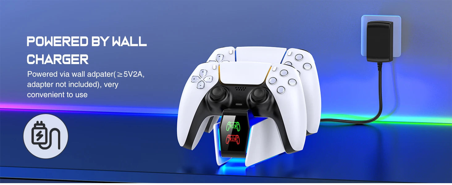 BEBONCOOL FC302 PS5 Controller Charging Station Dual Fast Charger LED Stand For DualSense Gamepad
