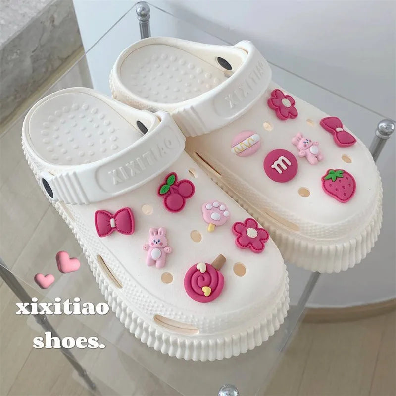 Beach cool slippers women's summer creative DIY muffin thick bottom stepping on shit feeling cute hole shoes