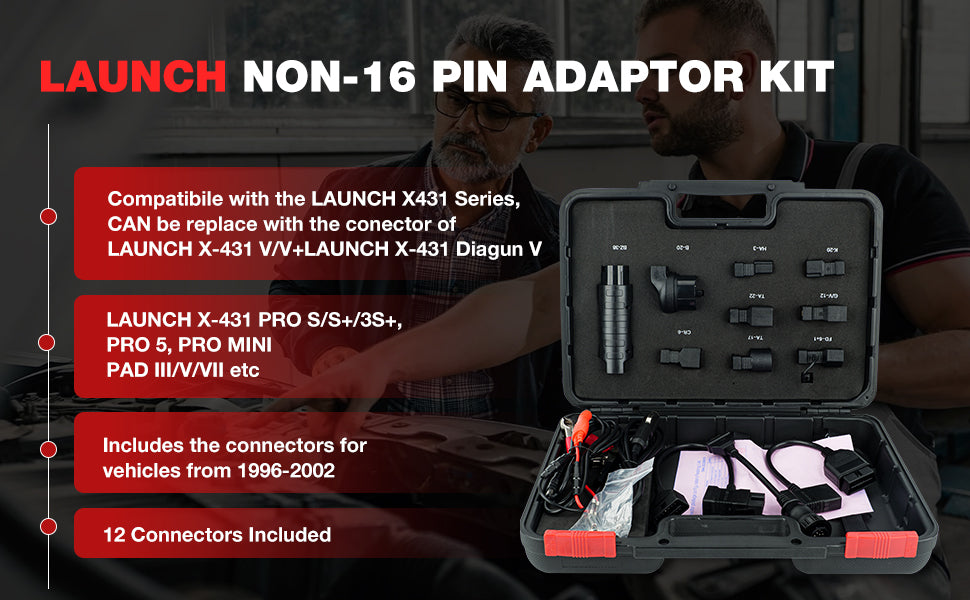 LAUNCH Non-16 Pin Adapter Kit OE-Compliant Connectors Compatible for All LAUNCH X-431 Diagnostic Tool [Pro3s,pro v5.0,pad v etc]